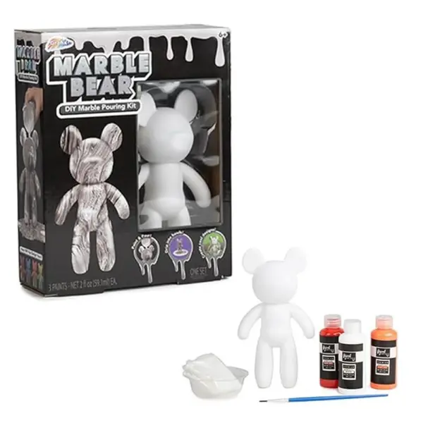 Marble Bear  DIY marble pouring art (Black)