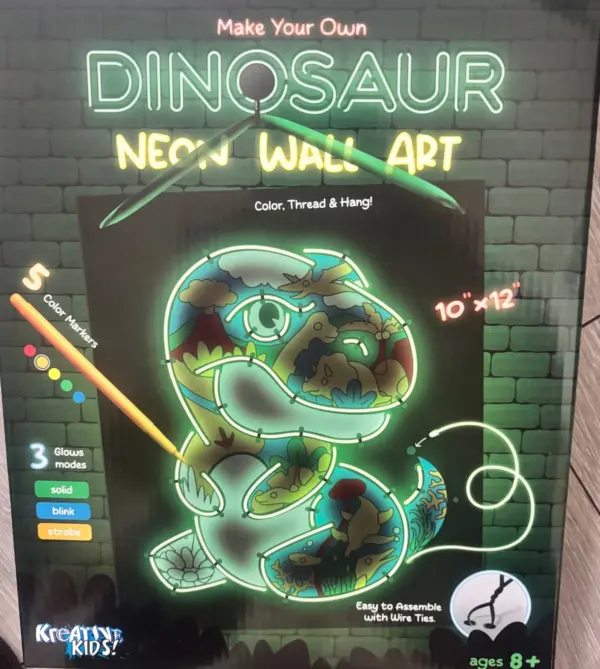 Dinosaur neon wall art
